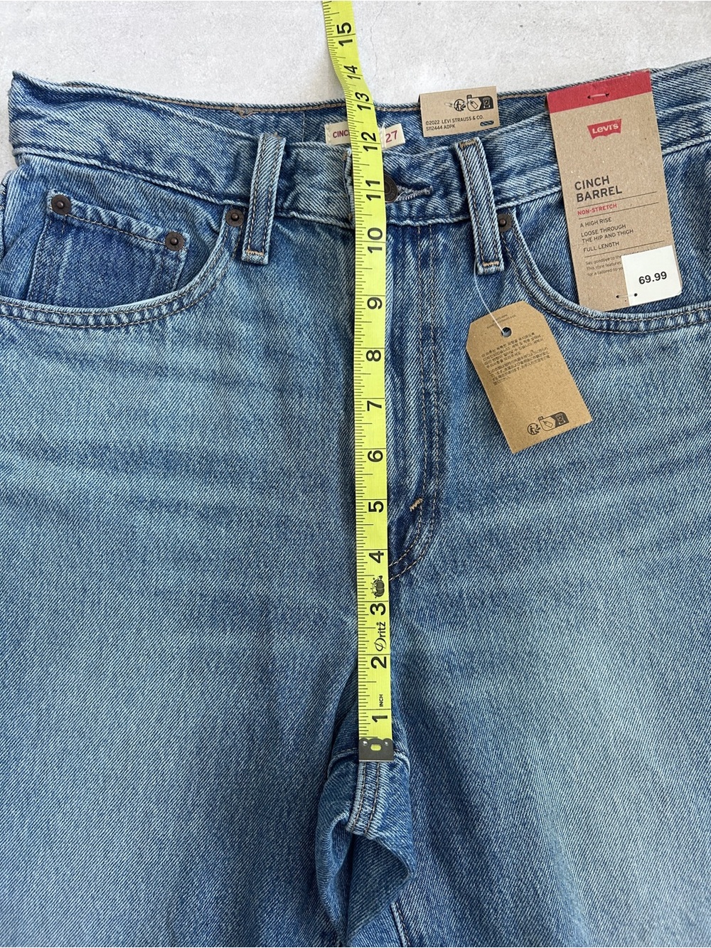 NWT Levi’s Cinch Barrel Leg Jeans Size 27 High Rise, 100% Cotton - Picture 15 of 15